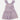 The Bouquet gauze dress featuring a purple floral pattern for baby girls