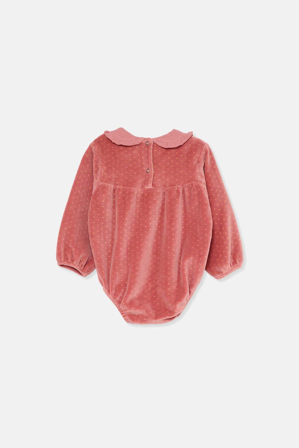 Organic Velour Baby Girl Romper Cozmo