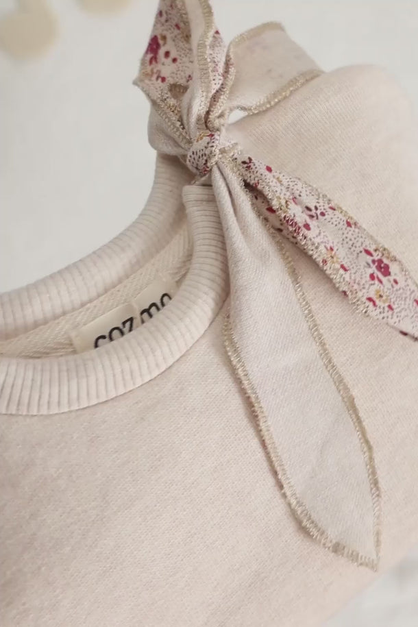 #color_stone | Stone melange fleece sweatshirt with a lace for babies by Cozmo